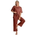 thumbnail image 4 of DAKIMOE Lounge Sets for Women Short Sleeve Tops and Long Pants Soft Comfy Pajamas Set 2 Piece Loungewear Nightwear Pjs Sleepwear Outfits for Women S-XXL, 4 of 7