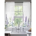 thumbnail image 2 of Lavender Leaf Sheer Curtains 72 Inch Length 2 Panels Set, Garden Flora Illustrations Watercolor White Voile Window Treatment Curtains Sheers Drapes for Bedroom/Living Room/Kitchen 52"x72"x2, 2 of 7