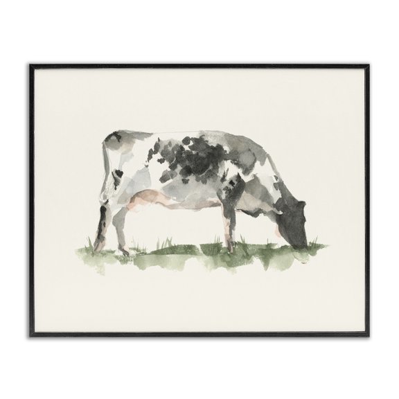 Stupell Industries Farmhouse Grazing Farm Animal Cattle Black Framed Giclee Art, 14 x 11, by Ethan Harper
