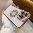 thumbnail image 2 of Compatible for iPhone 15 Case with Luxury Clear Plating Glitter Cute Diamond Sparkly Design Aesthetic Women Teen Girls Phone Cases Shiny Bling Camera Protective Cover-(Rose Gold), 2 of 7