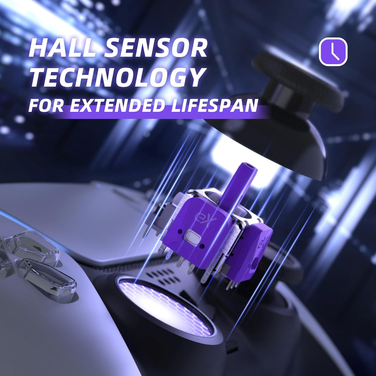 eXtremeRate Hall Effect Joysticks for PS5 - Calibratable Anti-Drift Kit w/ 120gf Sensors (Purple)