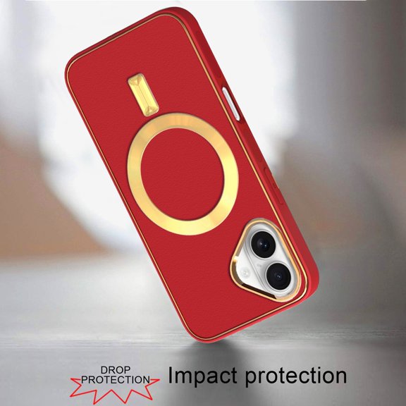 For iPhone 16 Plus 6.7 inch Ultimate Quality PU Leather Hybrid Case Cover - Red