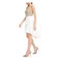 thumbnail image 3 of CITY STUDIO Womens Beige Lace Lace Spaghetti Strap V Neck Above The Knee Evening Hi-Lo Dress 11, 3 of 4