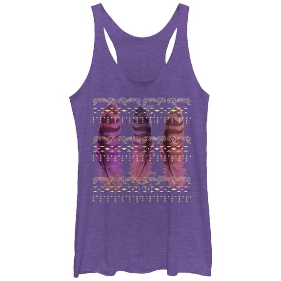 Women's Lost Gods Feather Dreams  Racerback Tank Top Purple Heather Large