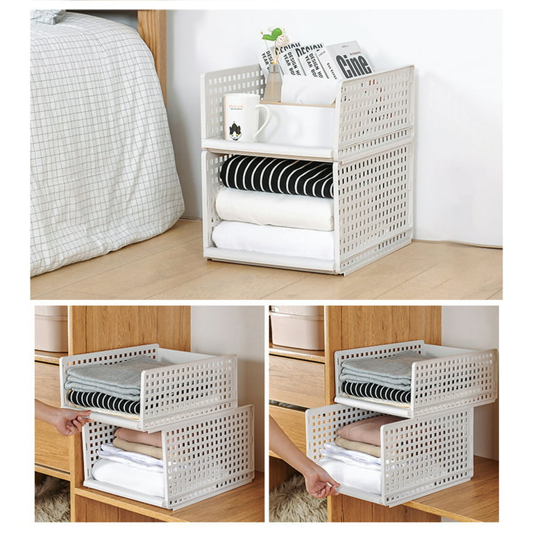 Foldable Stackable Plastic Storage Basket - Organize Your Closet, Drawer,  Bathroom, And Office With Ease - Temu