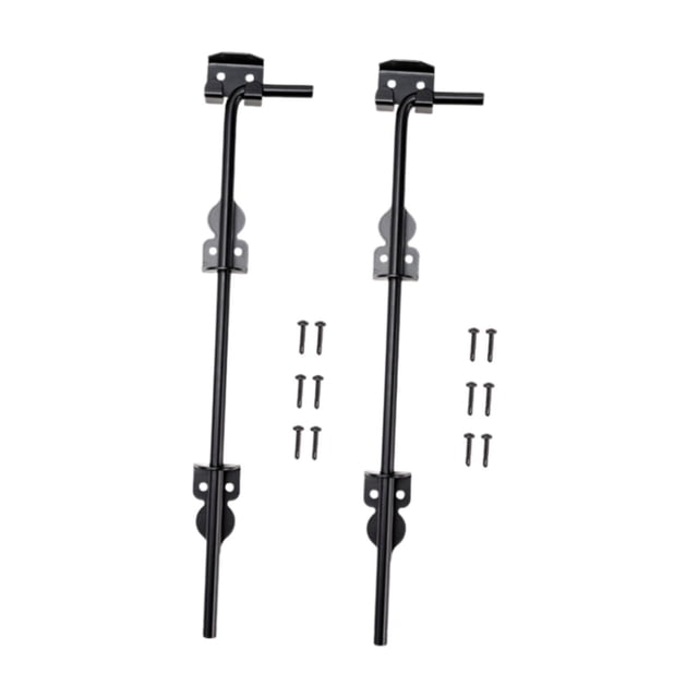 Pestillo de puerta de acero de 46 cm con forma de bastón para puertas de alta resistencia, accesorios con tornillos, herrajes versátiles de barra 2 piezas