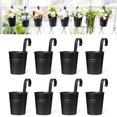 thumbnail image 1 of 8 macetas colgantes para flores, de metal, de hierro, para barandilla, valla, balcón, jardín, decoración del hogar, soportes para flores con ganchos desmontables, color negro, 4 pulgadas JFHHH pequeña, 1 of 5