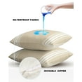 thumbnail image 5 of Outdoor Throw Pillow Cover Minimalist Modern Geometric Lines Waterproof Cushion Covers 2 Pack White Stripe on Khaki Back Pillow Cases Home Decoration for Patio Garden Couch Sofa, 5 of 7