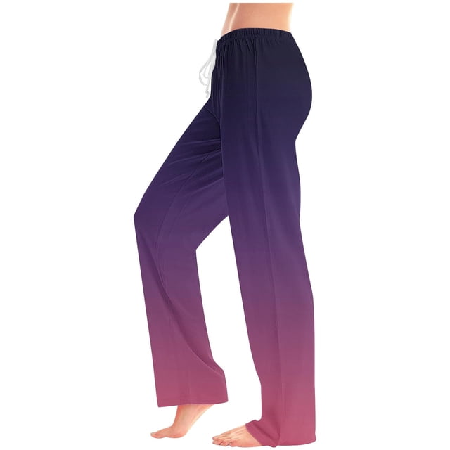 KIHOUT Sweatpants for Woman New Arrivals Fashion Gradient Printing Elastic Waist Drawstring Full Length Trousers with Pockets