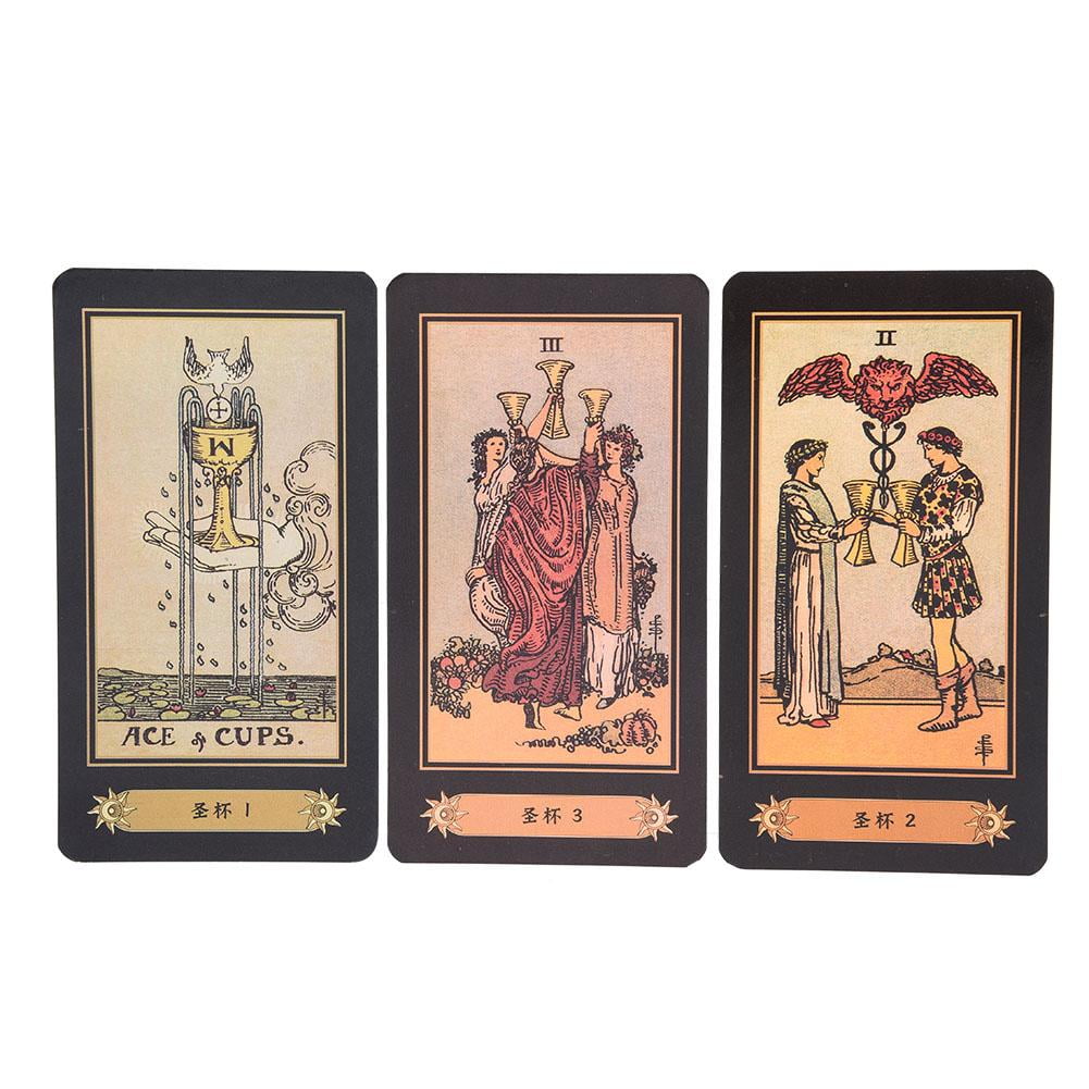 Qiilu 78pcs Tarot Cards Deck Card Game Chinese and English Version