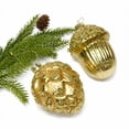 thumbnail image 3 of Stp Goods Golden Forest Glass Christmas Ornament Set of 6 pcs Hand-Painted Acorn Christmas Ornaments Pine Cone Hanging Decorations, Gold, 3 of 5