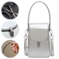 thumbnail image 1 of Bolso Bandolera Pequeño Cuero PU Sólido para Mujer Bolso Mano para (plata), 1 of 9