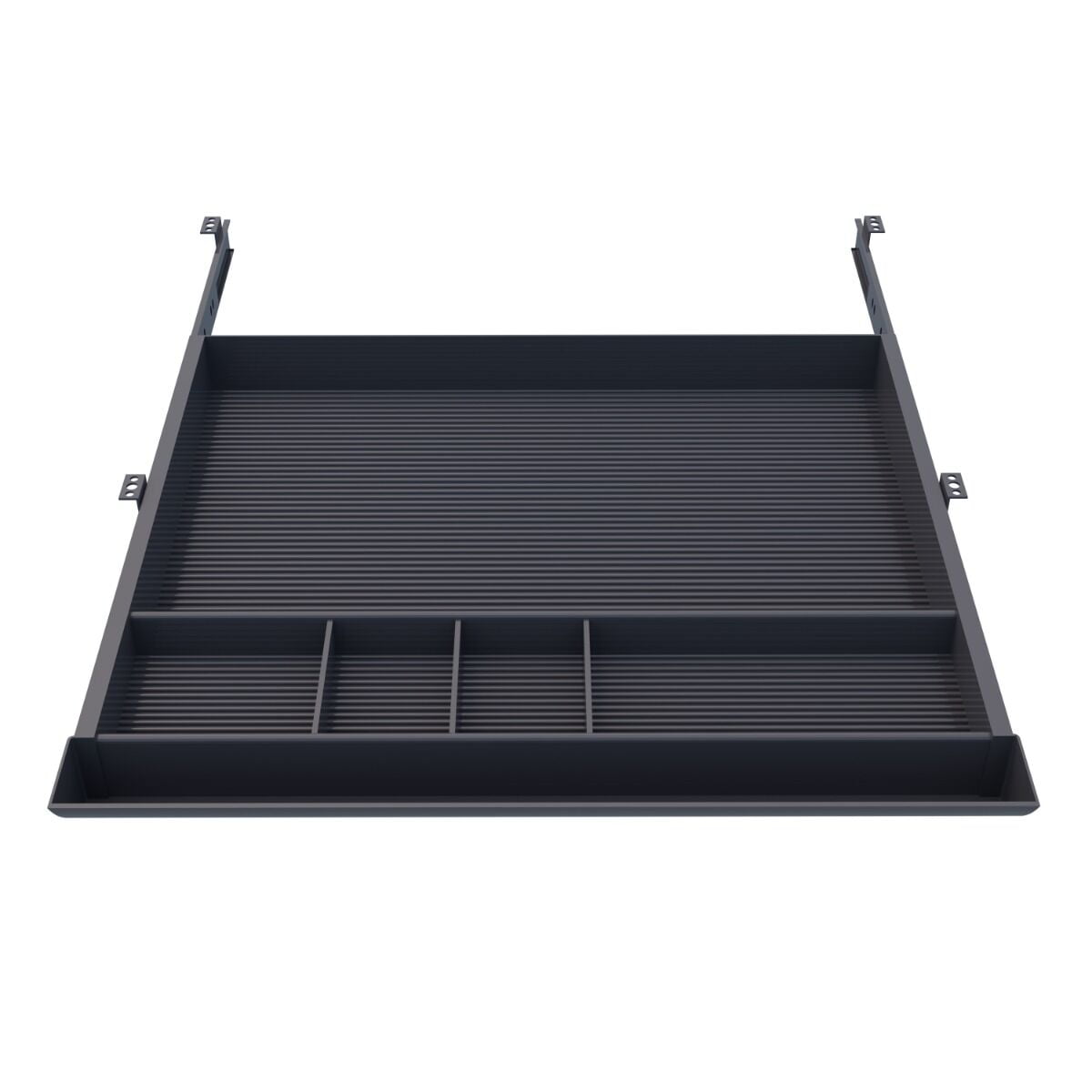 Rok Hardware Pull Out Undermount Pencil Drawer with 5 Compartments and Matching Black Ball Bearing Slides, Under Desk Pencil Drawer Organizer with Height Adjustable Bracket