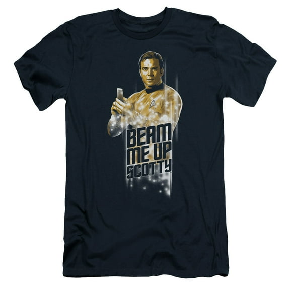 Star Trek Beam Me Up Adult 30/1 T-Shirt Navy