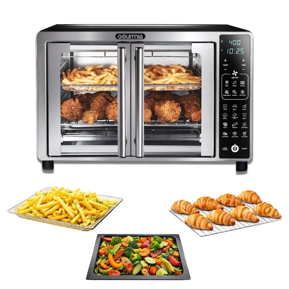 Gourmia Digital Air Fryer Toaster Oven with Single-Pull French Doors, New