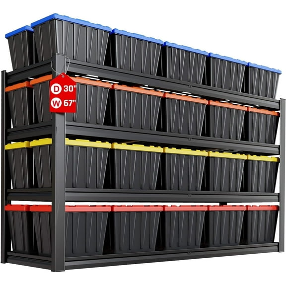 PMKES 67" Wide Garage Shelving Unit, 30" D Heavy Duty Garage Storage Shelves,3500 LBS Capacity, Industrial Adjustable Shelves for Basement Warehouse