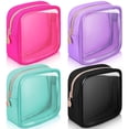 thumbnail image 1 of Bolsa de maquillaje Hushee de nailon transparente para mujer, impermeable, 4 unidades, 1 of 7