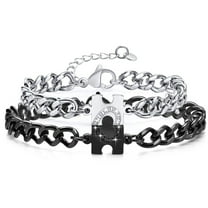 Matching Bracelets for Couples, Long Distance Relationship Gifts Puzzle Heart Stainless Steel Bracelets for Women Men His Hers Bracelets Set for Bf gf Husband Wife Friends Anniversary Promise Gift