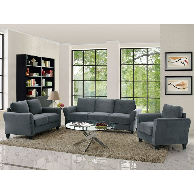 Gray microfiber deals couch and loveseat