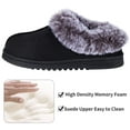 thumbnail image 2 of Womens Fuzzy Memory Foam Slippers Boots Cozy Faux Fur House Shoes Indoor Outdoor Rubber Sole Anti-Skid,Black US9-10, 2 of 7