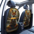 thumbnail image 3 of Naloa Streamside Meditating Fox 2Pcs Anti-Kick Back Seat Cover Kick Mat, Car Seat Protector with 3 Storage Pockets, 3 of 8
