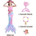 thumbnail image 2 of 5PCS Mermaid Tails for Swimming for Girls Kids Mermaid Swimsuit Costume Princess Bikini Set Bathing Suits High quality, 2 of 5