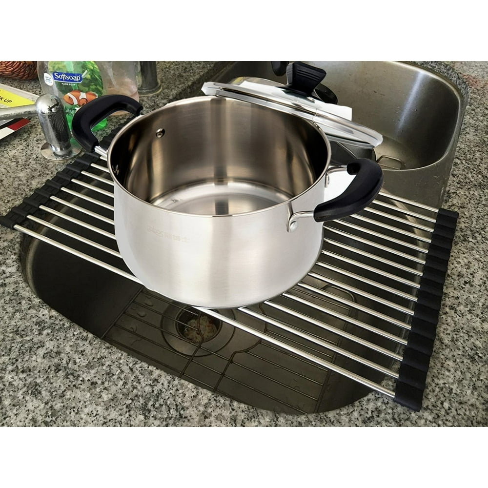 GLiving Large Roll Up Dish Drying Rack Over the Sink (Stainless Steel