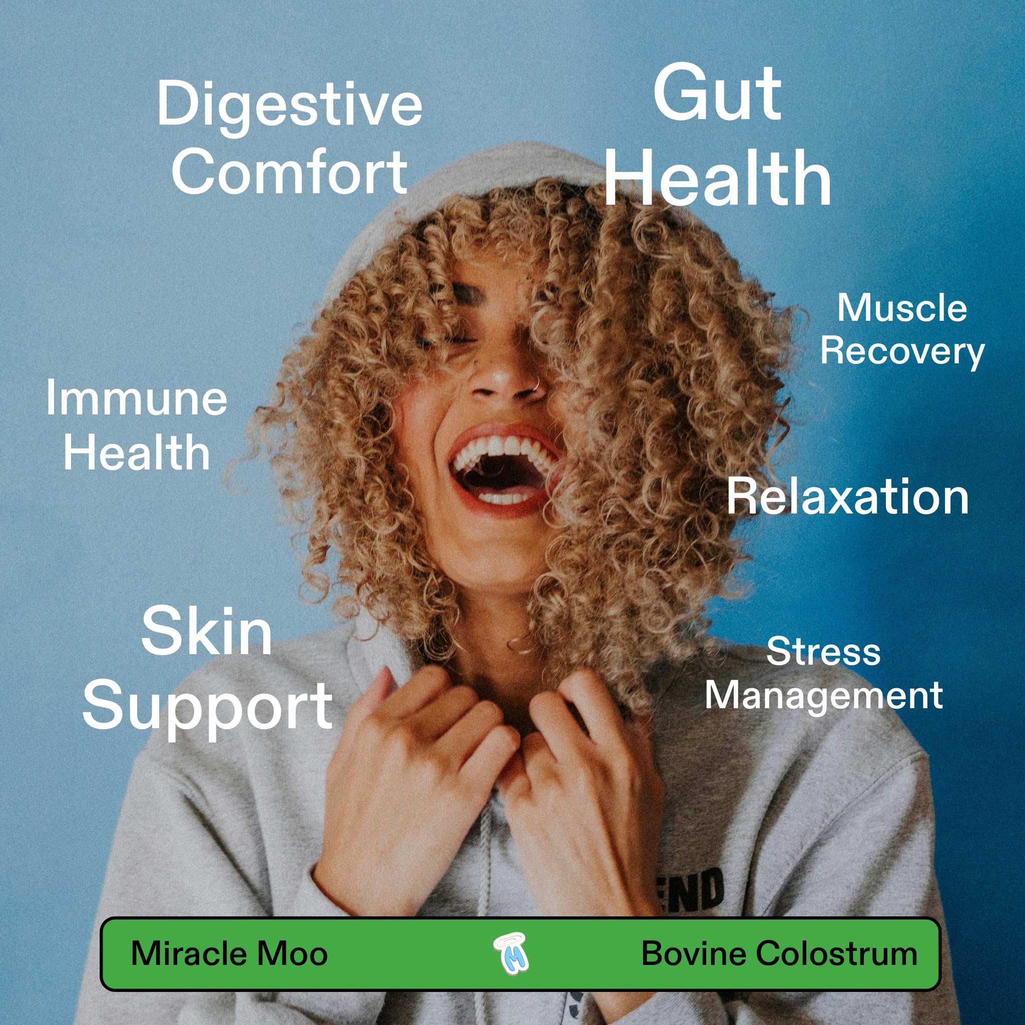 Miracle Moo Colostrum Supplement for Gut Health, Hair Growth, Beauty and Immune Support - Easy to Mix Grass Fed Bovine Powder - Highest IgG Plus ImmunoLin, Unflavored (30 Servings)