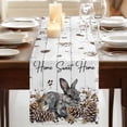 thumbnail image 3 of Table Runners 90 Inches Long Dress Scarves, Rabbits Pine Cone Farmhouse Coffee/Dining/Kitchen Table Runner for Living Room, Sweet Home Texture Farmhouse Grey Wooden 13x90 Inch, 3 of 9