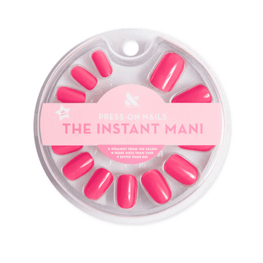 Olive & June Press-on Artificial Nails, Squoval Short, Hot Strawberry, Pink, 42 Ct