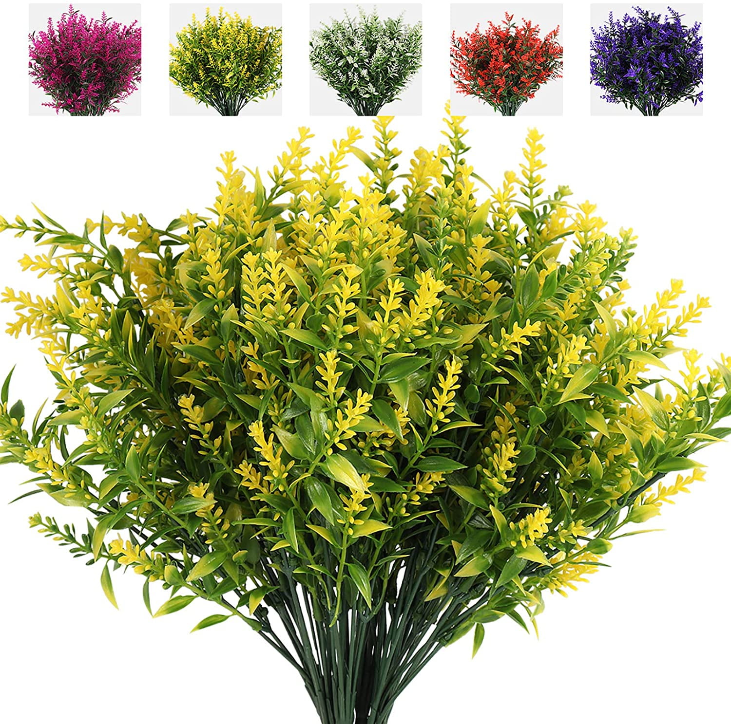 Coolmade 8 Bundles Artificial Lavender Flowers for Outdoor Decoration