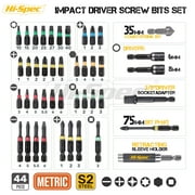 Hi-Spec 44-Piece Durable Metric Impact Drill Bit Set for Metal, Nut Driver & Screw Holder with Case