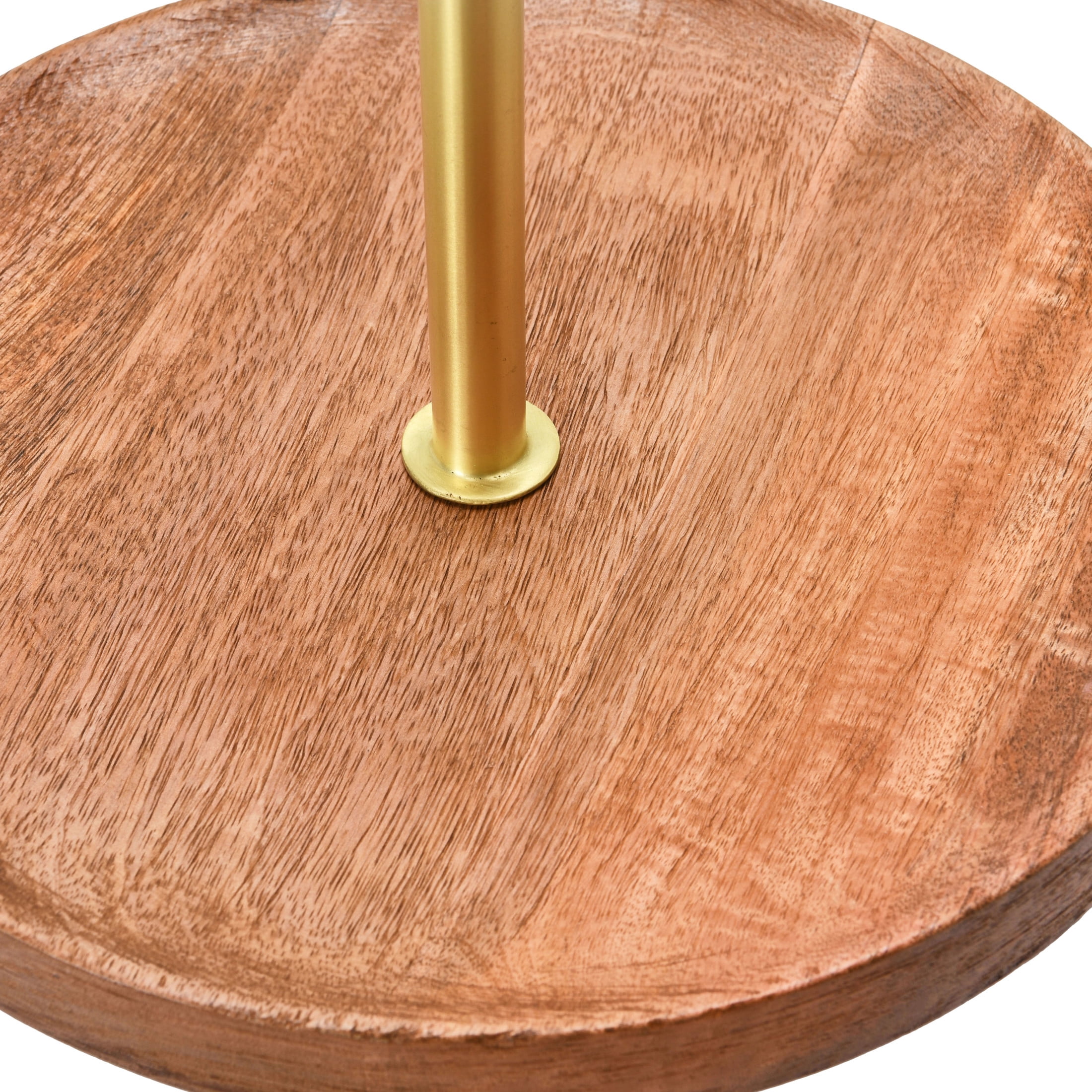 Creative Co-Op Elegant Modern Tray, Cake Stand or Desert Serve ware stand, Natural & Gold
