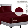 thumbnail image 3 of SGI Bedding 600 TC Egyptian Cotton Bed Sheet Set - Queen Size Sheets 600 Count Sheets for Queen Size Bed - Soft, Durable Sheets Cotton Sheets in 600 TC 12" Deep Burgundy, 3 of 8