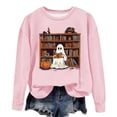 thumbnail image 4 of Inverlee Womens Halloween Sweatshirts Cute Pumpkin Ghost Graphic T-shirt Going Out Round Neck Sweatshirt Long Sleeve Tunic Pullover Tops Halloween Costumes, 4 of 4