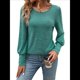 thumbnail image 2 of Blusas Casuales Holgadas de Larga y Corta Abullonada para Mujer, con Cuello Redondo y Botones. Verde XXL, 2 of 10