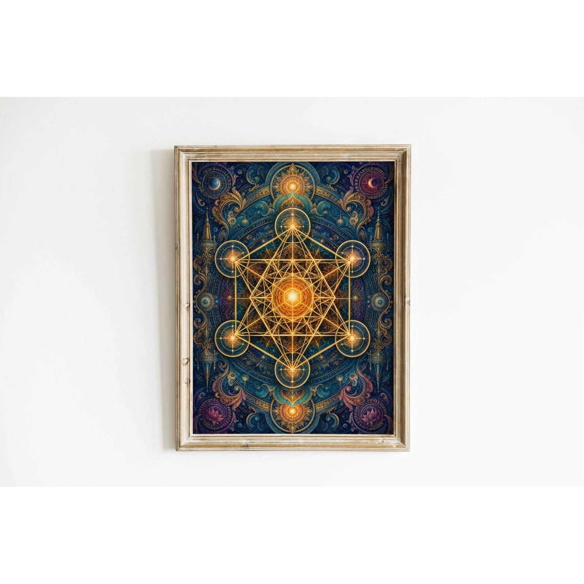Metatrons Cube Wall Art Print With Sacred Geometry And Spiritual Decor Unframed Paper Print