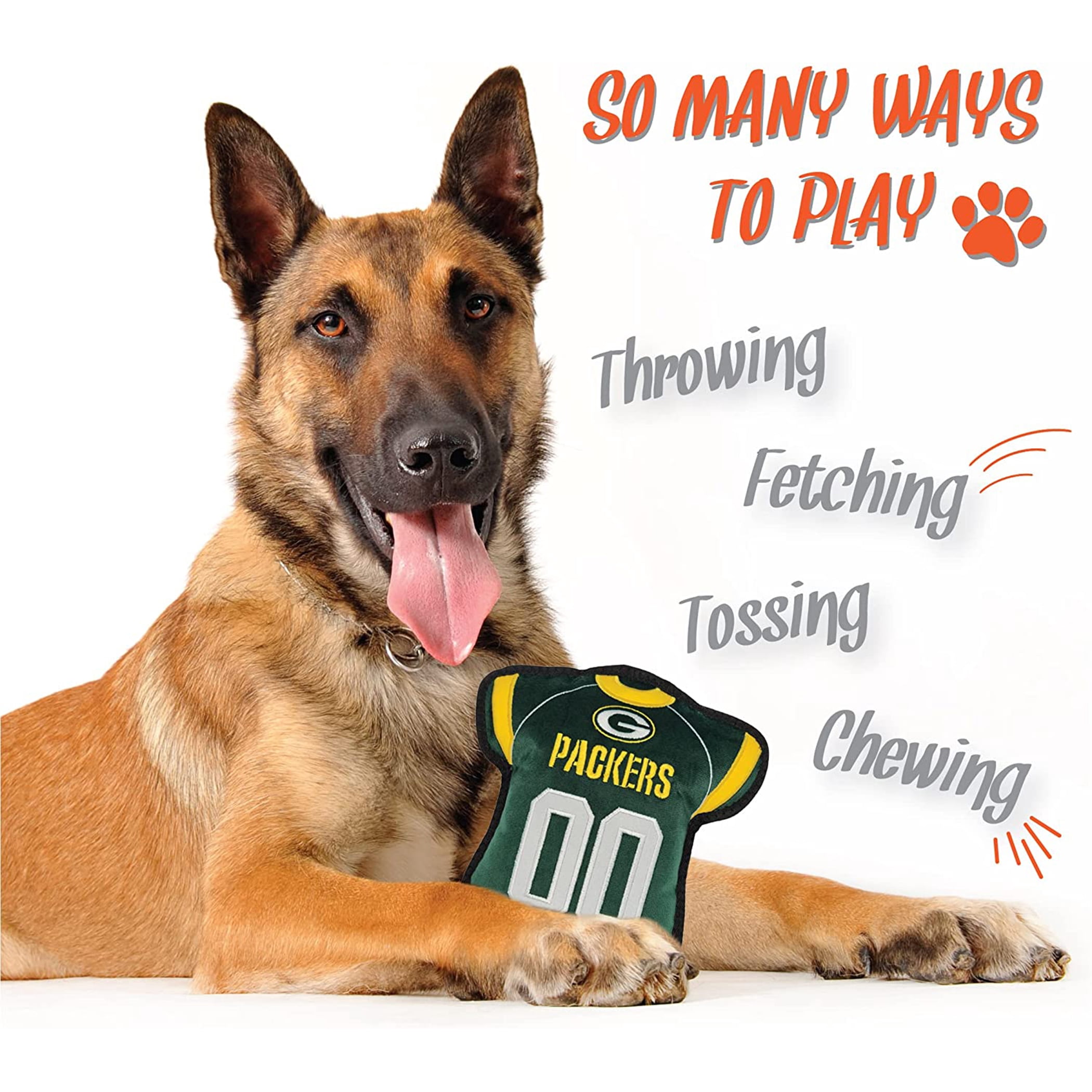 NFL Tough Jersey Pet Dog Toy Premium Quality with Built-in Squeaker Chew Toy