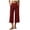 Wine, variant on Women's Corduroy High Waist Capri Wide Leg Pants Soft Casual Cropped Culottes with Pockets Vintage Casual Streetwear Trousers Fall Outfit White