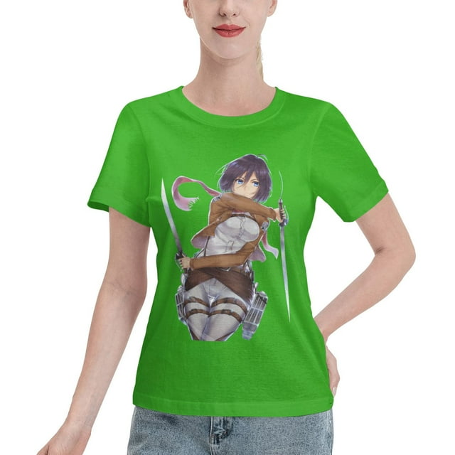 Women's Basic Short Sleeve T-Shirt Attacking Giant Mikasa Ackerman
