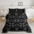 thumbnail image 2 of Homewish Boho Sun Moon Queen Comforter Set, Victorian Damask Aztec Comforter Sets Queen, Black Gray, Black Reversible 3 Pieces, 1 Comforter and 2 Pillowcases, 2 of 6