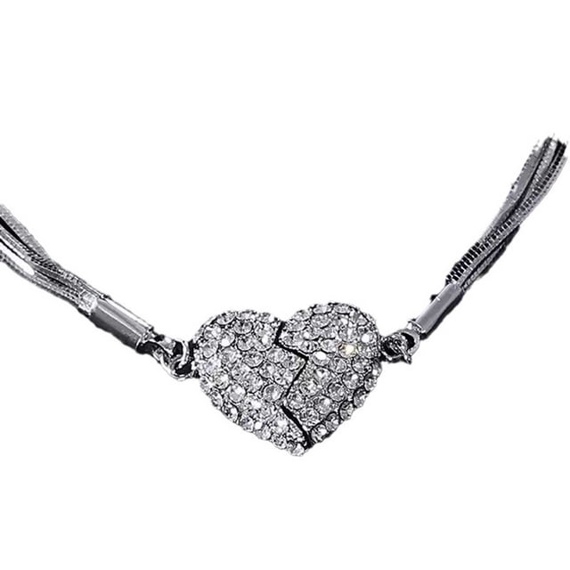 Tumotour Magnetic Patchwork Necklace Multi-layer-studded Magnet Necklace Heart-shaped Necklace Temperament Clavicle Chain