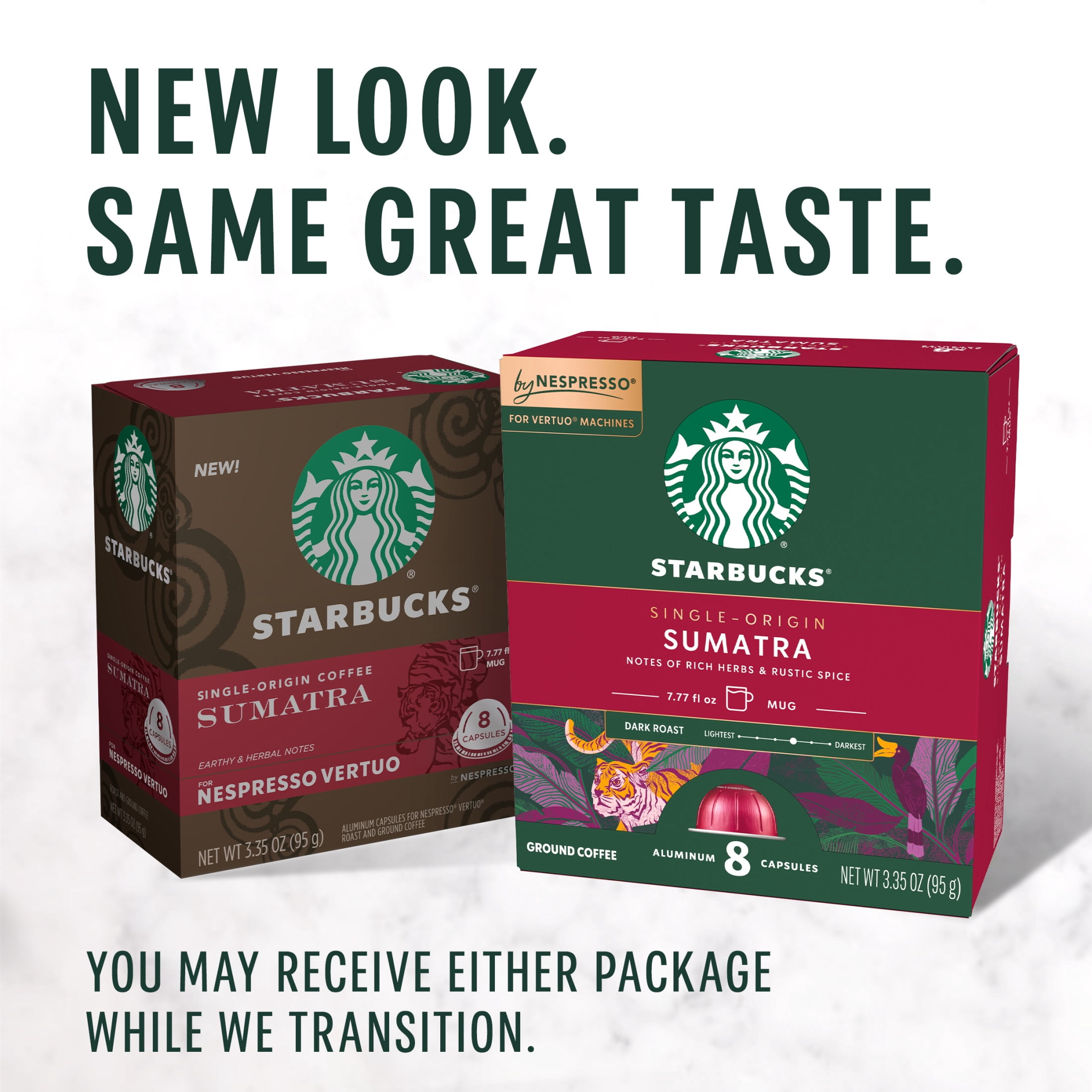 Starbucks by Nespresso Vertuo Line, Single-Origin Sumatra, Dark Roast Nespresso Pods, 8 ct