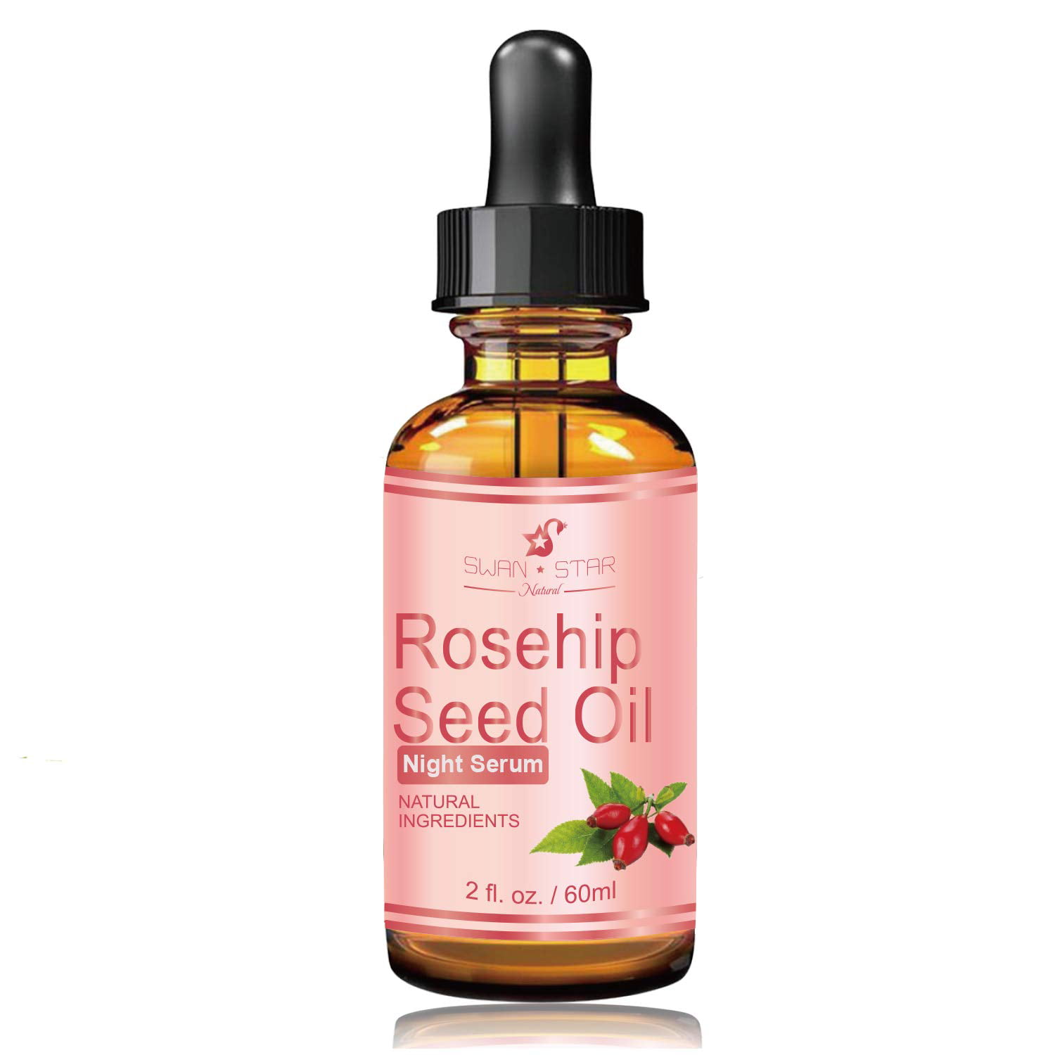 SWAN ☆ STAR Natural Rosehip Seed Serum for Face, 2  Organic Vitamin C  Serum Skin Renewal Brightening Complexion Anti Aging Moisturizer Christmas  Gift 