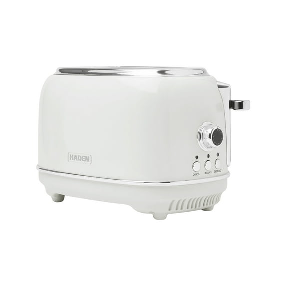 Open Box Heritage 2 Slice Wide Slot Stainless Steel Bread Toaster, White