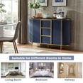 thumbnail image 3 of OKD Modern Buffet Cabinet with Faux Marble Top, 2 Doors & 3 Drawers Storage Sideboard for Kitchen, Dining Room & Living Room, Dark Blue, 3 of 6
