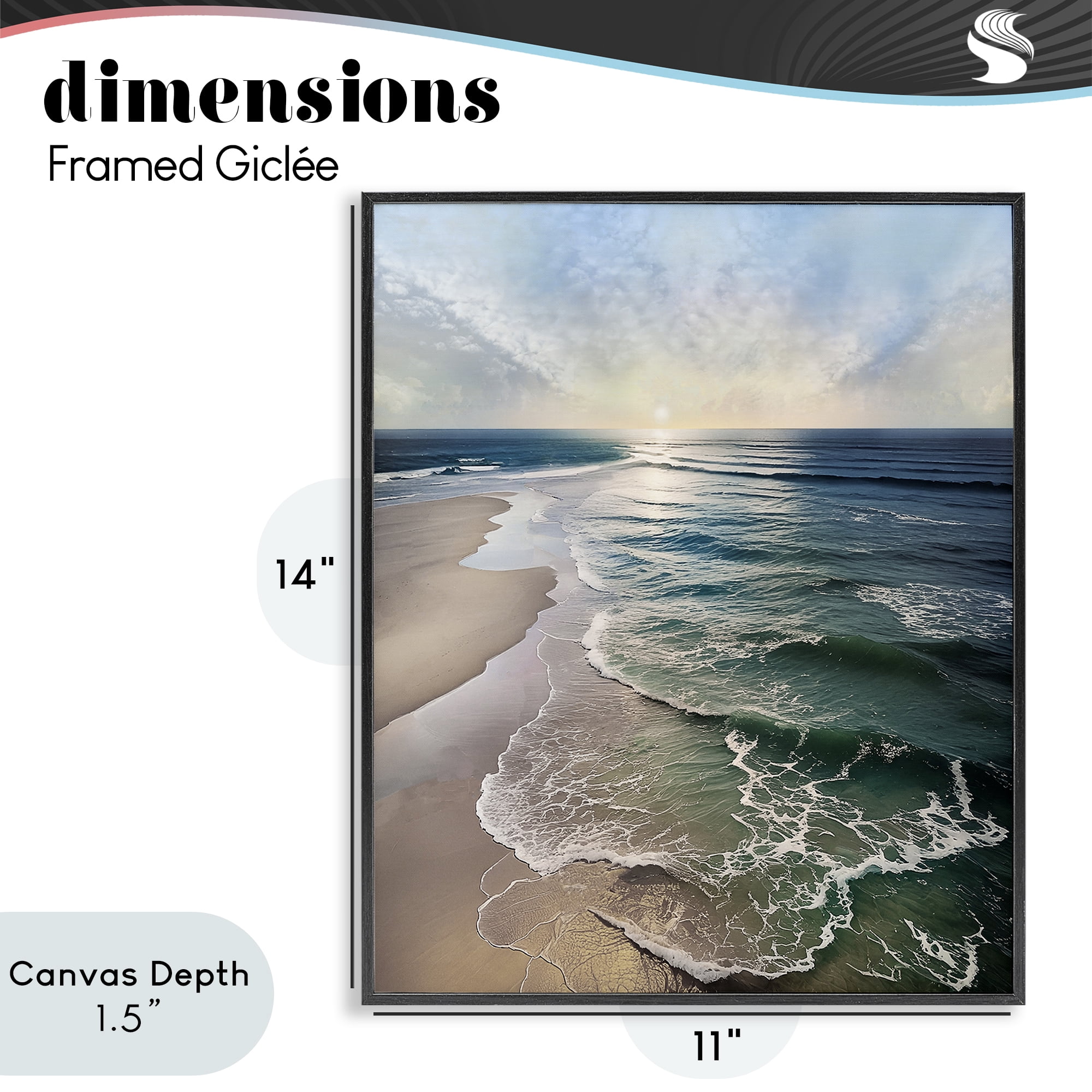 Stupell Industries Tranquil Shoreline with Soft Light Black Framed Giclee Art, design by Mike Calascibetta