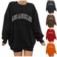 thumbnail image 3 of WREESH Women's Oversized Sweatshirt Trendy Letter Printed Long Sleeve Pullover Top Orange, 3 of 5