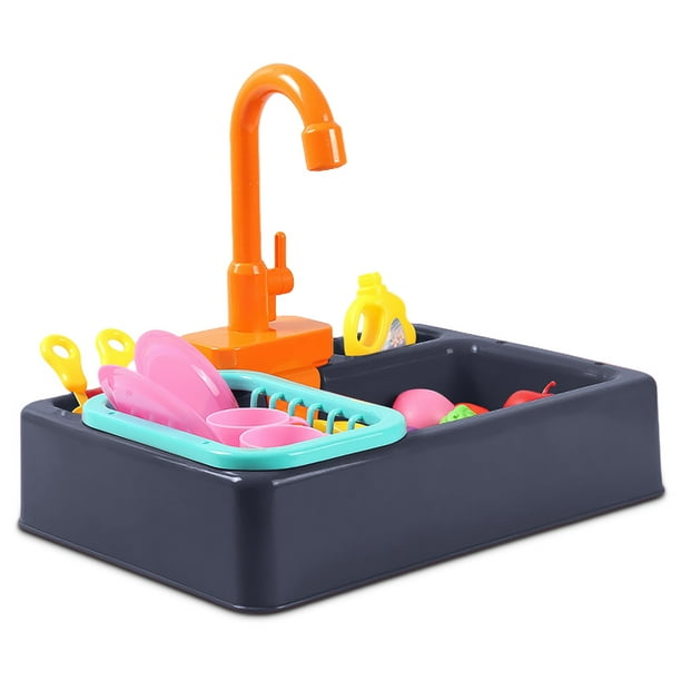 Fregadero juguete eléctrico agua reciclaje lavavajillas niños cosplay simulación responsabilidad toys cocina accesorios de juguete azul oscuro Eigraketly FN001334-01