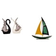 thumbnail image 1 of Figuras de cisne, escultura de cerámica y de hierro, para mesa, estantería, aniversario, chimenea, escritorio, estantería, centro de mesa, deco, 1 of 8